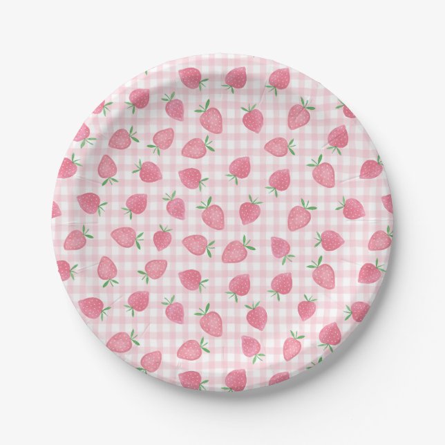 Assiettes En Carton Boho fraise Berry Sweet Anniversaire (Devant)
