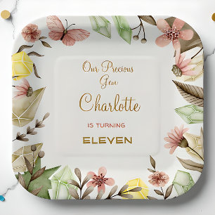 Assiettes En Carton Boho Gems Vintage Crystals aquarelle anniversaire