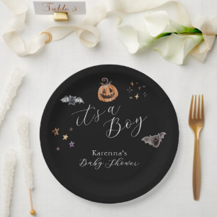 Assiettes En Carton Boho Halloween C'est un Baby shower garçon