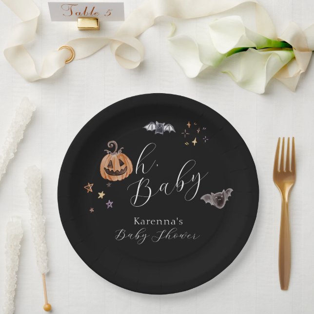 Assiettes En Carton Boho Halloween Genre Neutre Oh Baby shower (Mariage)