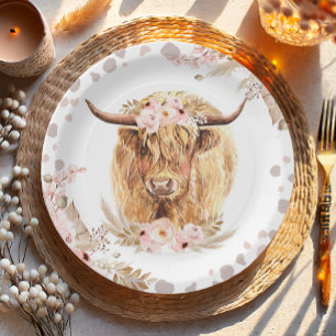 Assiettes En Carton Boho Holy Cow Highland Pampas 1er Anniversaire