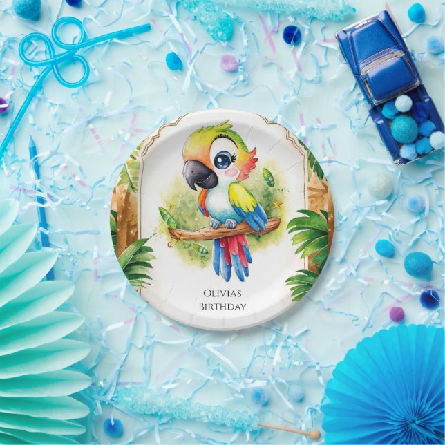 Assiettes En Carton Boho Kids Parrot Anniversaire (Fête)