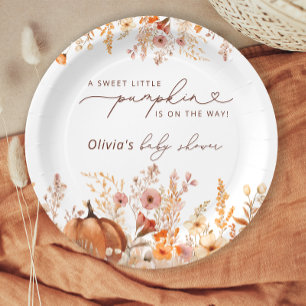 Assiettes En Carton Boho Little Citrouille Automne Fleurs sauvages Bab