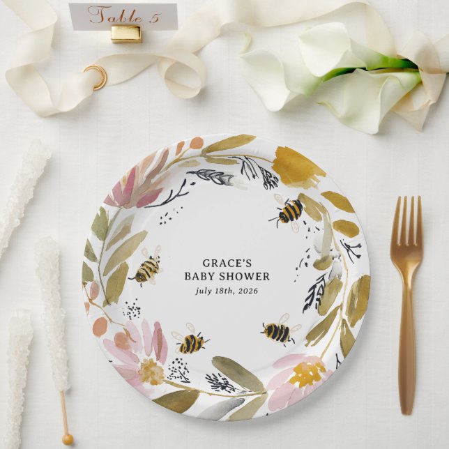 Assiettes En Carton Boho Little Honey Bee Baby Shower (Mariage)
