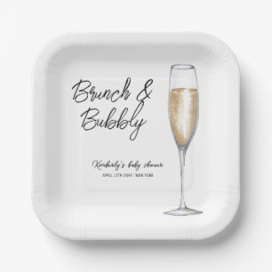Assiettes En Carton Boho minimum Champagne Brunch Baby shower Bubbly