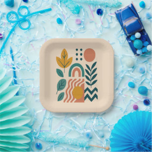 Assiettes En Carton Boho moderne Abstrait Nature Wall Art