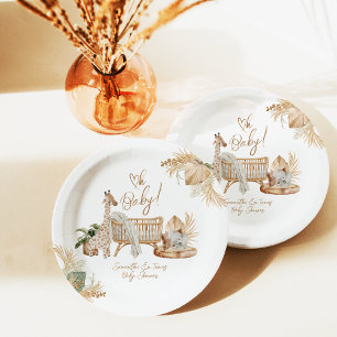 Assiettes En Carton Boho Moderne Coeur Baby shower neutre genre