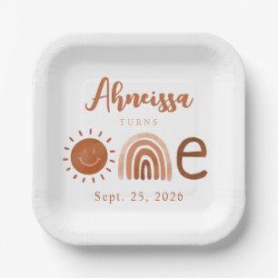Assiettes En Carton Boho moderne Rainbow Sunshine Premier anniversaire