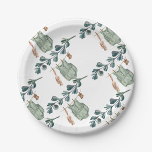 Assiettes En Carton Boho neutre du genre Baby shower aquarelle