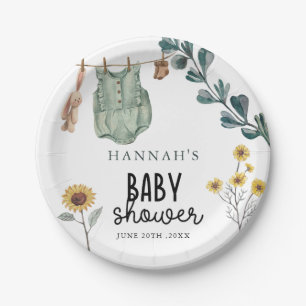 Assiettes En Carton Boho neutre du genre Baby shower aquarelle
