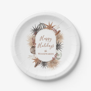 Assiettes En Carton Boho Noël Botaniques Personnalisés