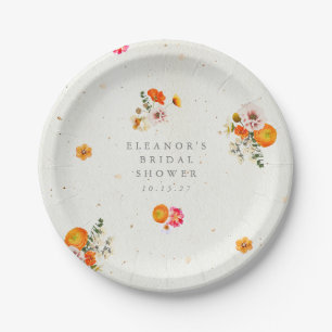 Assiettes En Carton Boho Orange Cottagecore Floral Nom de la Fête des