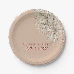 Assiettes En Carton Boho Palm Foliage Terracotta Blush Arc moderne