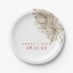 Assiettes En Carton Boho Palm Folithe Terracotta Rust Arc Moderne