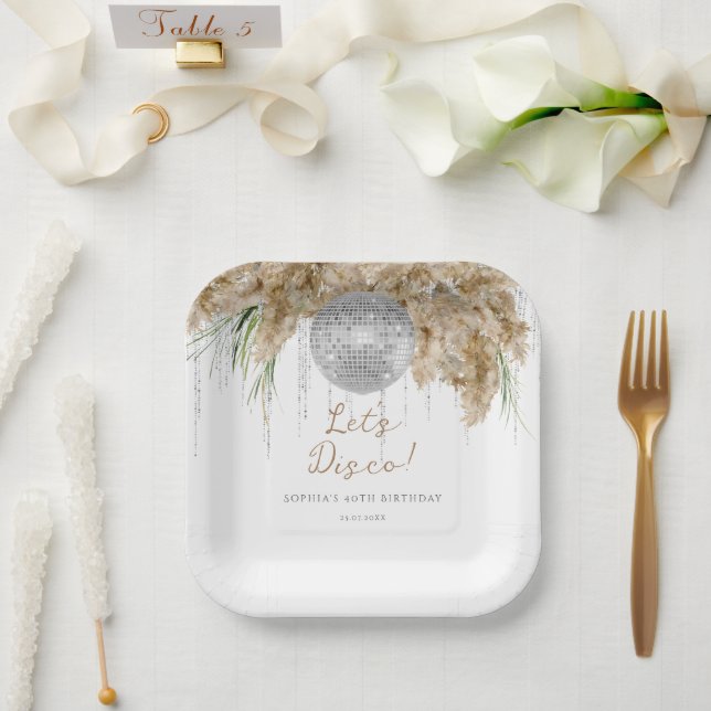 Assiettes En Carton Boho Papmas Grass Disco Ball Anniversaire (Mariage)
