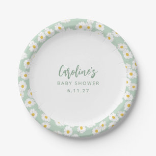 Assiettes En Carton Boho Pastel Sage Daisies Floral Baby shower Person