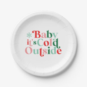 Assiettes En Carton Boho Police Moderne Bébé Il Fait Froid Dehors Noël