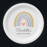 Assiettes En Carton Boho Rainbow Baby shower Classic<br><div class="desc">Plaques de papier baby shower boho pastel arc-en-ciel, simples et sucrées, modernes, avec un petit centre de coeur rose et des teintes roses, bleues et moutarde. Un style parfait pour tout baby shower de genre. Couleurs douces coupées. Consultez la collection complète des produits correspondants pour cette conception à l'adresse suivante...</div>