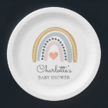 Assiettes En Carton Boho Rainbow Baby shower Classic<br><div class="desc">Plaques de papier baby shower boho pastel arc-en-ciel, simples et sucrées, modernes, avec un petit centre de coeur rose et des teintes roses, bleues et moutarde. Un style parfait pour tout baby shower de genre. Couleurs douces coupées. Consultez la collection complète des produits correspondants pour cette conception à l'adresse suivante...</div>