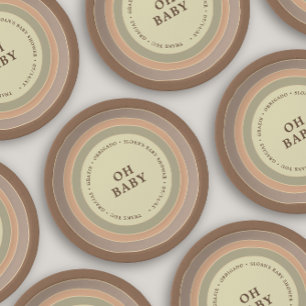 Assiettes En Carton Boho Rainbow Baby shower Terre Genre Neutre