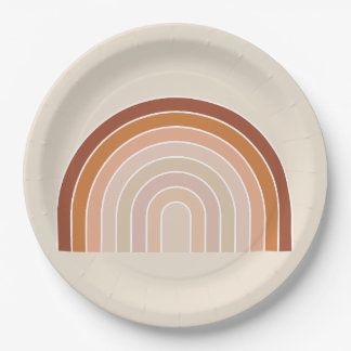 Assiettes En Carton Boho Rainbow Beige Terracotta