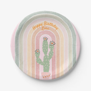 Assiettes En Carton Boho Rainbow Cactus Fiesta