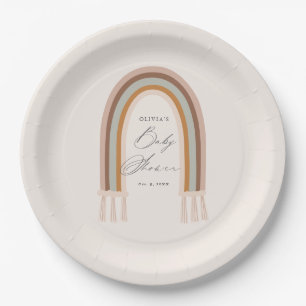 Assiettes En Carton Boho Rainbow Earth Tone Baby shower