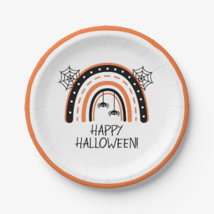 Assiettes En Carton Boho Rainbow Happy Halloween