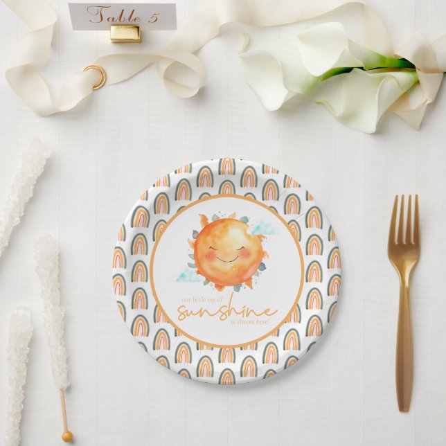 Assiettes En Carton Boho Rainbow Un Petit Rayon De Baby shower Soleil (Mariage)