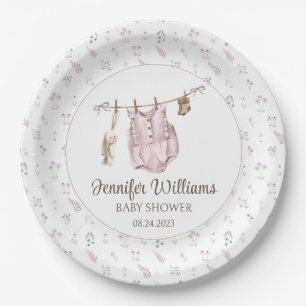Assiettes En Carton Boho rose fille vêtements baby shower plaques de p