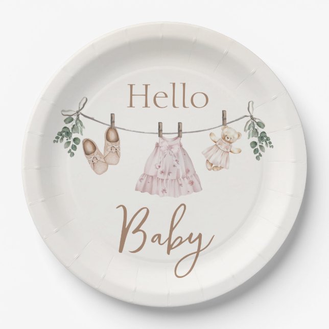 Assiettes En Carton Boho rose Fille Vêtements bébé (Devant)