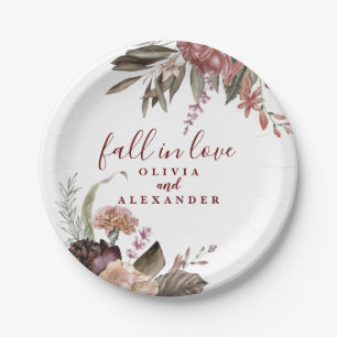 Assiettes En Carton Boho Roses Bourguignon tombent en amour floral mar