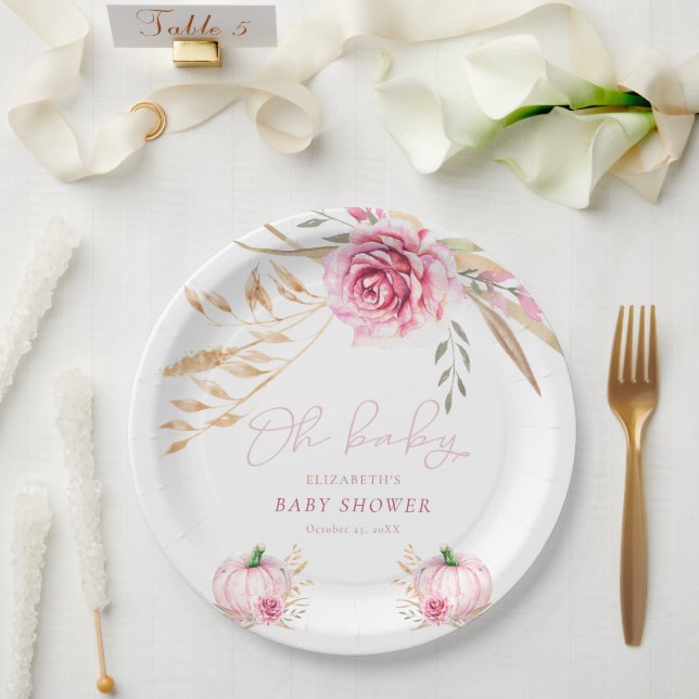 Assiettes En Carton Boho Rustic Baby shower Citrouille d'automne (Mariage)