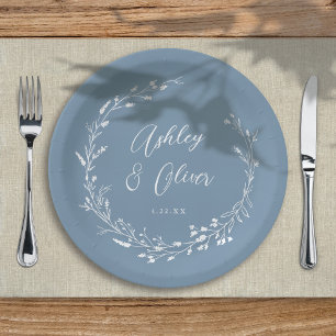 Assiettes En Carton Boho Rustique Dusty Fleur sauvage Floral Mariage