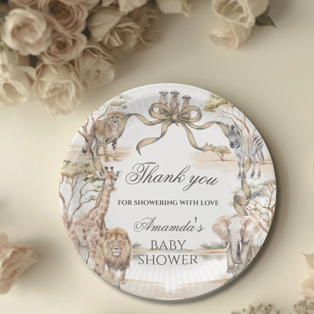 Assiettes En Carton Boho Safari Animaux Baby Shower Mixte (Créateur téléchargé)