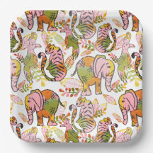 Boho Safari Animaux Jungle Feuilles entre Annivers