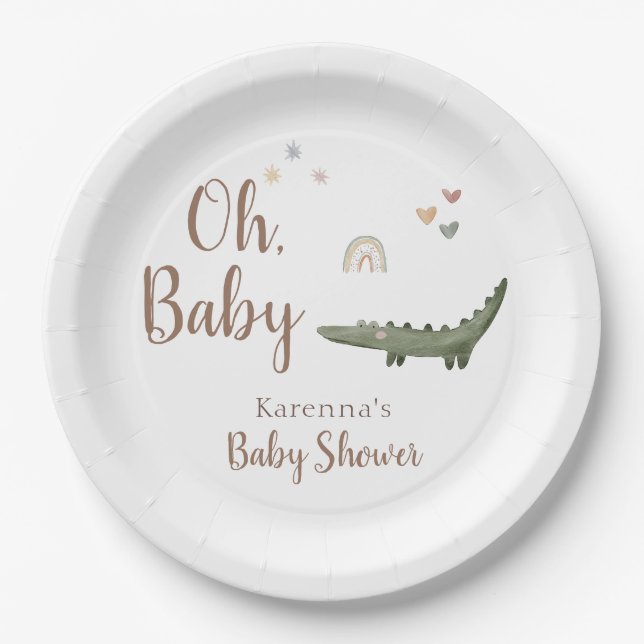 Assiettes En Carton Boho Safari Aquarelle Oh Baby shower (Devant)