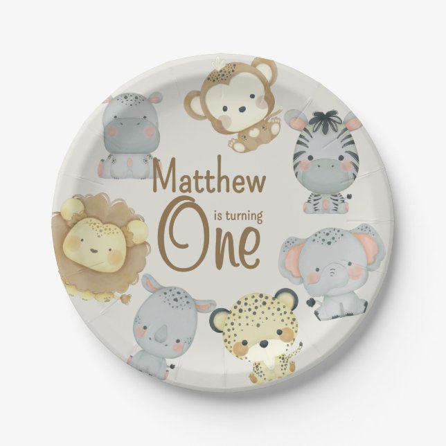 Assiettes En Carton Boho Safari Plaque papier d'anniversaire (Devant)