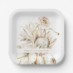 Assiettes En Carton Boho sauvage Pampas Grass Mariage Floral