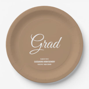 Assiettes En Carton Boho Tan Minimaliste Moderne Graduation Party