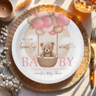 Assiettes En Carton Boho Teddy Bear Girl Rose Bearly Wait Baby shower