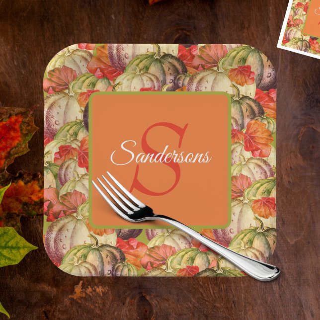 Assiettes En Carton Boho Thanksgiving Décor Citrouille aquarelle (Créateur téléchargé)