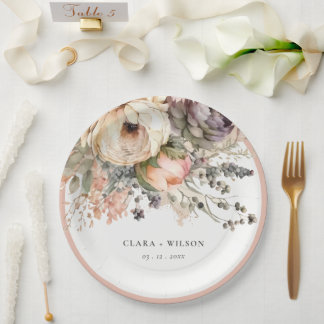 Assiettes En Carton Boho Watercolor Automne Automne Floral Bunal Maria