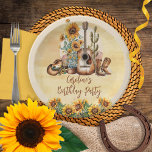 Assiettes En Carton Boho Western Guitare Tournesols fête d'anniversair<br><div class="desc">Présentez notre enchanteur Boho Western Guitar et Sunflowers design Anniversaire de fête! Préparez-vous à embrasser le charme rustique et les vibes d'esprit libre d'une célébration qui combine le meilleur de l'esthétique bohème et occidentale. Ce design captivant est parfait pour ceux qui recherchent une expérience d'anniversaire unique et mémorable. Au coeur...</div>