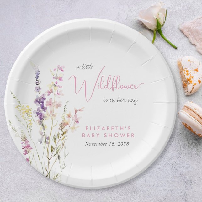 Assiettes En Carton Boho Wildflower Watercolor Baby Shower (Boho Wildflower Watercolor Baby Shower Paper Plates)