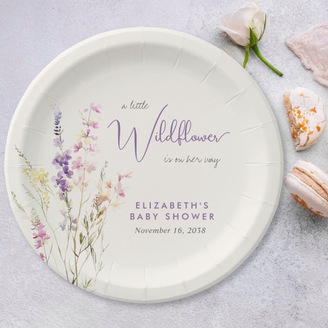 Assiettes En Carton Boho Wildflower Watercolor Baby Shower (Boho Wildflower Watercolor Baby Shower Paper Plates)