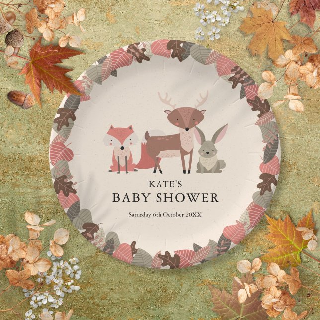 Assiettes En Carton Boho Woodland Animals Forest Baby Shower (Boho Woodland Animals Forest Baby Shower Paper Plates)