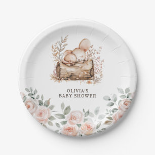 Assiettes En Carton Boho Woodland Animaux & Baby shower Floral