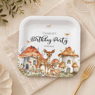 Assiettes En Carton Boho Woodland Forest Animaux fête d'anniversaire