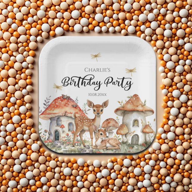 Assiettes En Carton Boho Woodland Forest Animaux fête d'anniversaire (Créateur téléchargé)